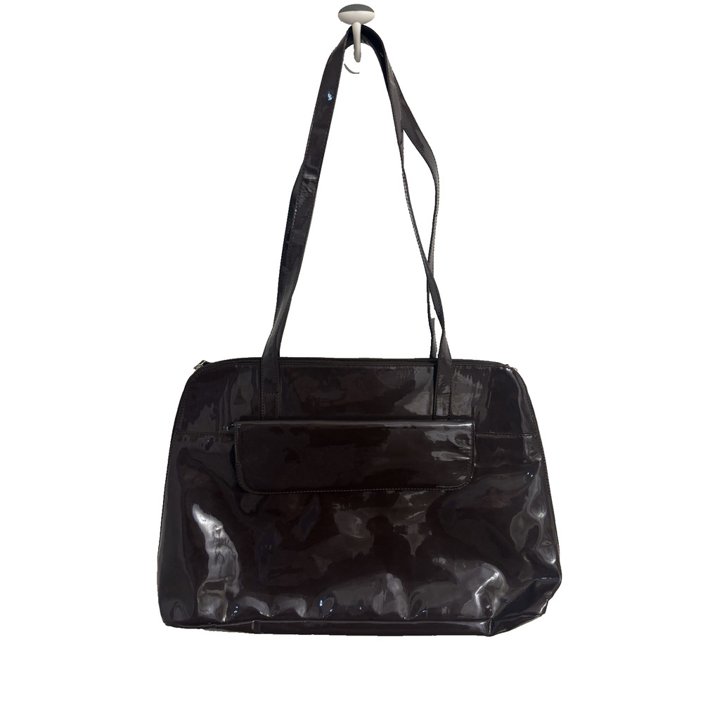 Jessica London Shiny Deep Wine Shoulder Bag Purse Tote Travel Business Office